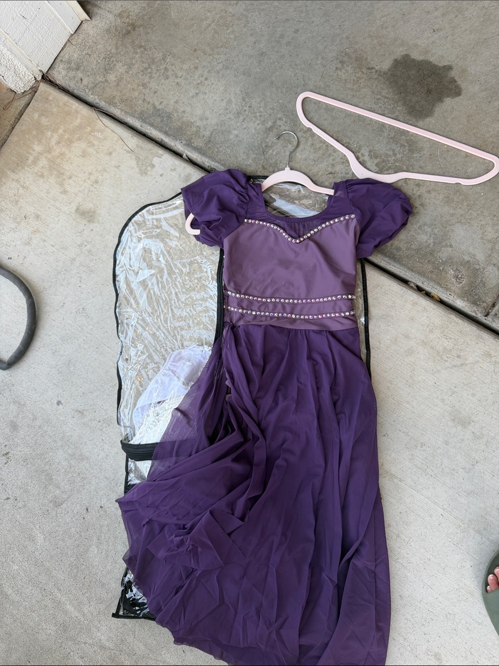 Purple Beaded Puff-Sleeve DANCE COSTUME